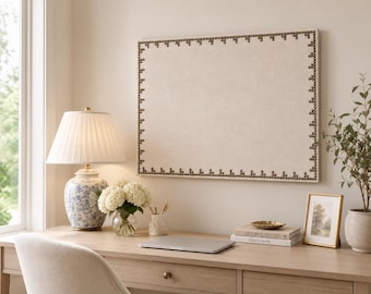 Custom Linen Burlap Corkboard or Magnet Board with Nailhead Trim- Bulletin Board for Office, Vision Board, Memo, or Photo Display