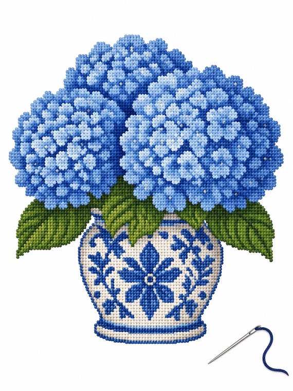 Blue hydrangeas in vase