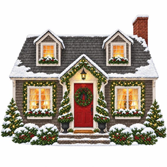 Snowy Red Door Cottage