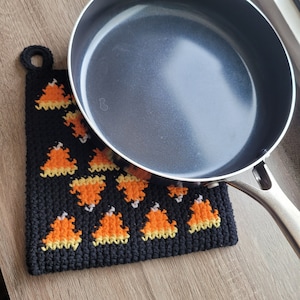 Happy Little Candy Corn Extra Thick Crochet Potholder Pattern, Crochet Potholder Pattern, Crochet Trivet Pattern, Fall Decor, Halloween