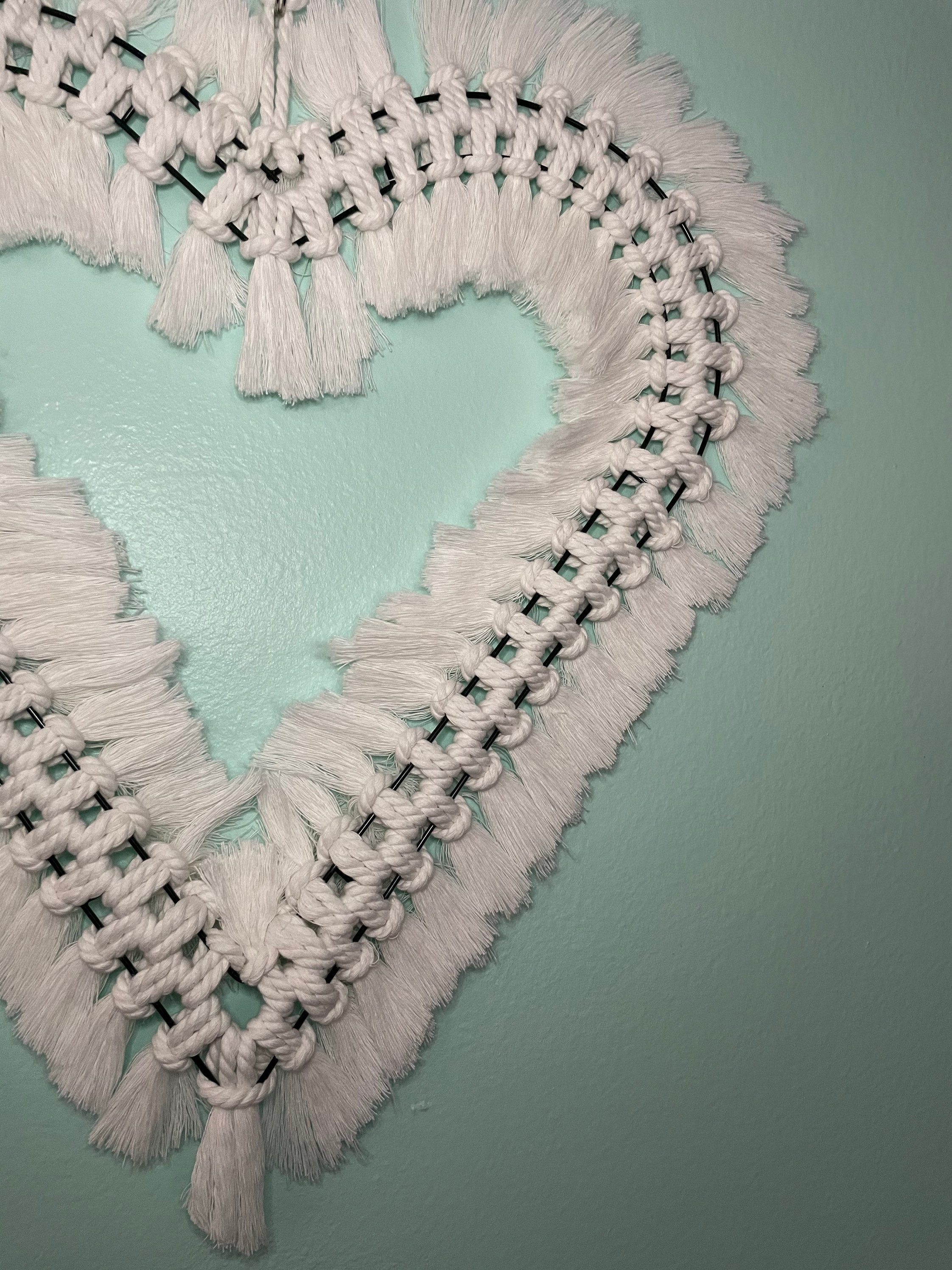 Macrame heart large wall hanging decor Etsy