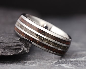 Dinosaur Bone Ring, Meteorite Ring, Dinosaur Ring, Mens Wedding Band, Mens Promise Ring, Meteorite Wedding Band, Unique Wedding Ring Man