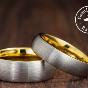 Mens Dome Wedding Band, Silver Tungsten Ring, His and Hers Rings, Tungsten Ring Sets, Engagement Ring Set, Couples Rings, Matching Ring