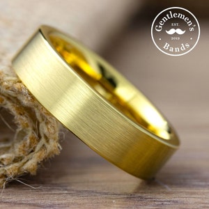 Mens Gold Wedding Ring, Brushed Gold Wedding Ring, Men Wedding Band, Engagement Ring, Anniversary Ring, Male Gold Ring, Simple Wedding Band