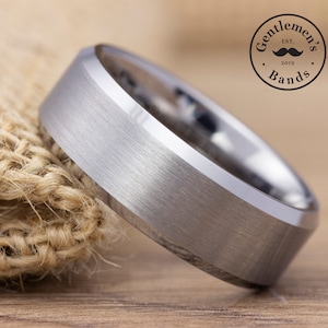 Mens Silver Brushed Wedding Band, Mens Silver Wedding Ring, Mens Brushed Ring, Tungsten Carbide Band, Engagement Ring, Anniversary Ring