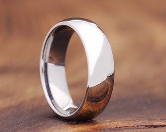 Heren zilveren wolfraam trouwring, gepolijste trouwring, jongens beloftering, wolfraamcarbide, verlovingsring, jubileumcadeau, belofte