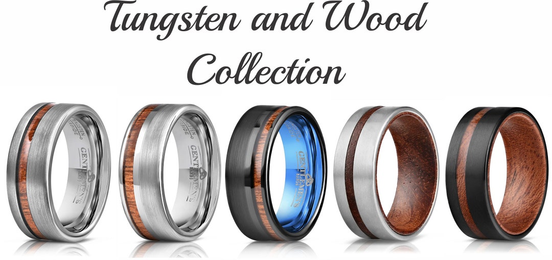 Mens Tungsten Wedding Band, Mens Wedding Bands, Wooden Wedding Ring
