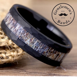 Mens deer antler ring for outdoorsman and mens wedding or engagement on Etsy