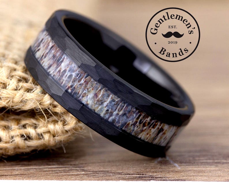 Mens deer antler ring for outdoorsman and mens wedding or engagement on Etsy