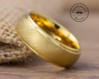 Men's Gold Wedding Ring, Florentine Wedding Ring, Mens Wedding Band, Mens Engagement Ring, Mens Anniversary Ring, Mens Gold Ring