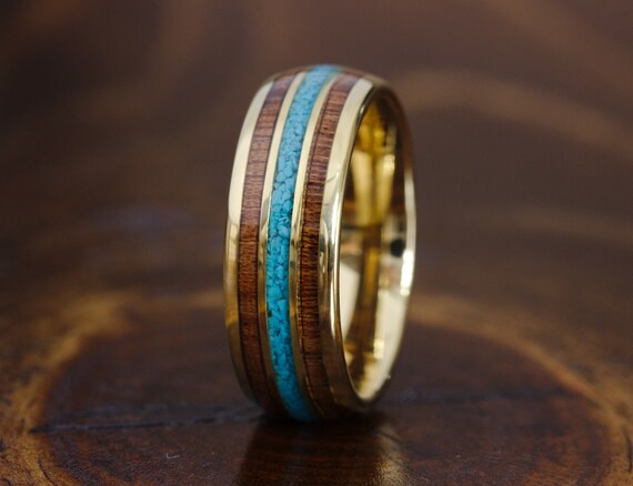 Turquoise Men's Squared Circle ring - 14K White Gold |JewelsForMe