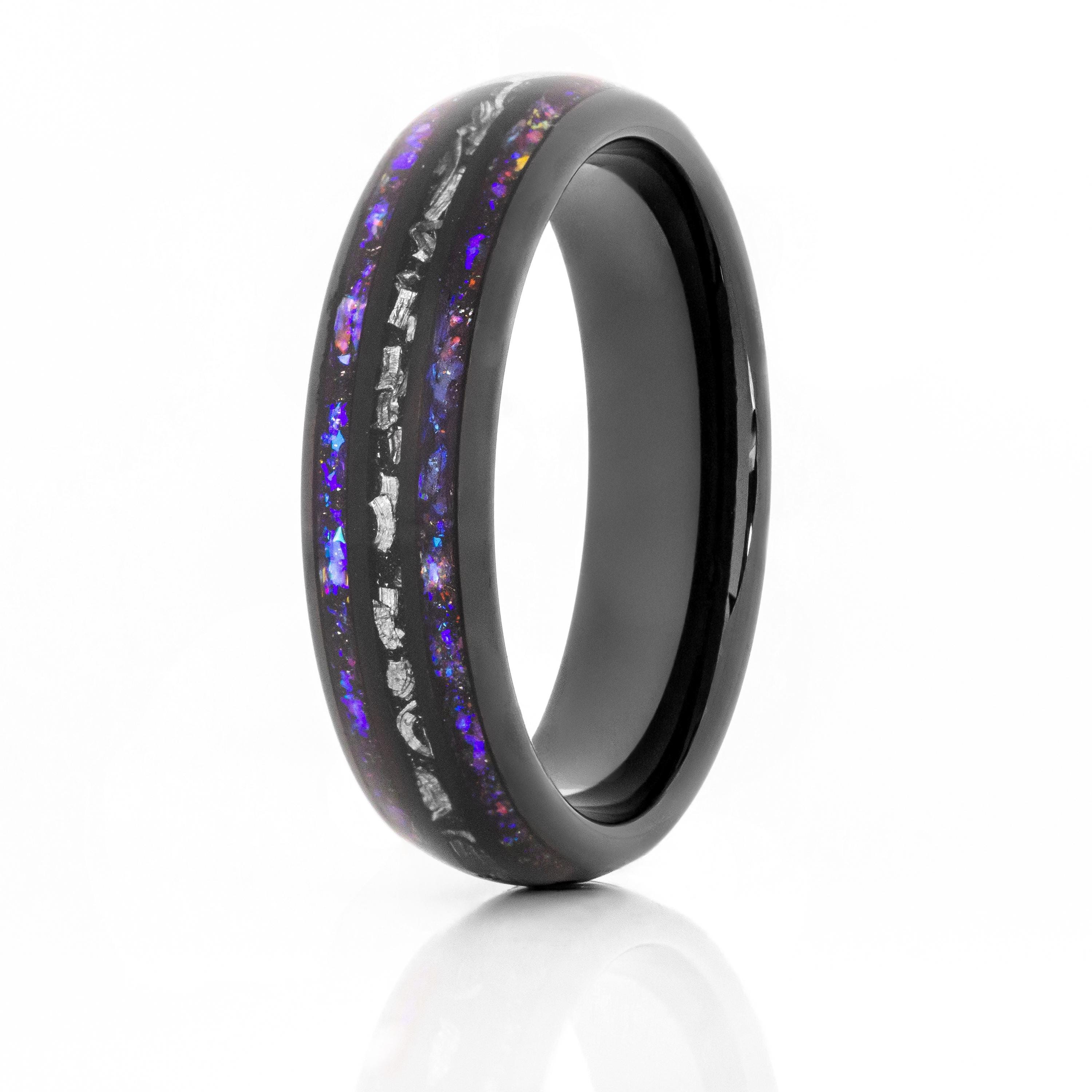 Orion Nebula Ring, Meteorite Ring, Space Ring, Mens Wedding Band, Blue ...