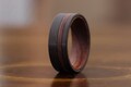 Mens Wood Wedding Band, Mens Wood Ring, Brushed Black Wedding Band, Tungsten Ring Wood Inlay Ring, Mens Unique Wooden Wedding Rings Men