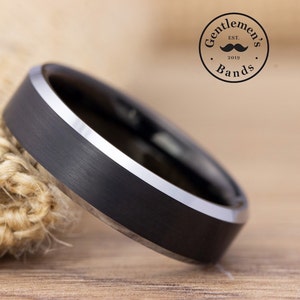 Herrenring schwarz, Ehering schwarz, Ehering Herren, Verlobungsring, Geschenk zum Jahrestag, Geburtstagsgeschenk, dünner schwarzer Ring