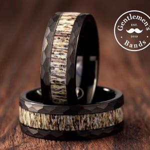 Mens deer antler ring for outdoorsman and mens wedding or engagement on Etsy