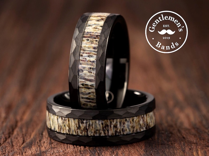 Mens deer antler ring for outdoorsman and mens wedding or engagement on Etsy