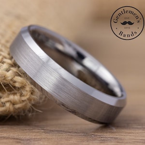 Mens Silver Brushed Wedding Band, Mens Silver Wedding Ring, Mens Brushed Ring, Tungsten Carbide Band, Engagement Ring, Anniversary Ring
