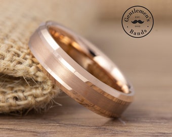 Men's Rose Gold Wedding Ring, Brushed Wedding Ring, Mens Wedding Band, Mens Engagement Ring, Mens Anniversary Ring, Mens Rose Gold Ring