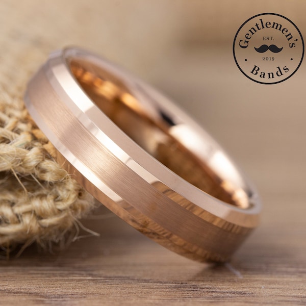 Men's Rose Gold Wedding Ring, Brushed Wedding Ring, Mens Wedding Band, Mens Engagement Ring, Mens Anniversary Ring, Mens Rose Gold Ring