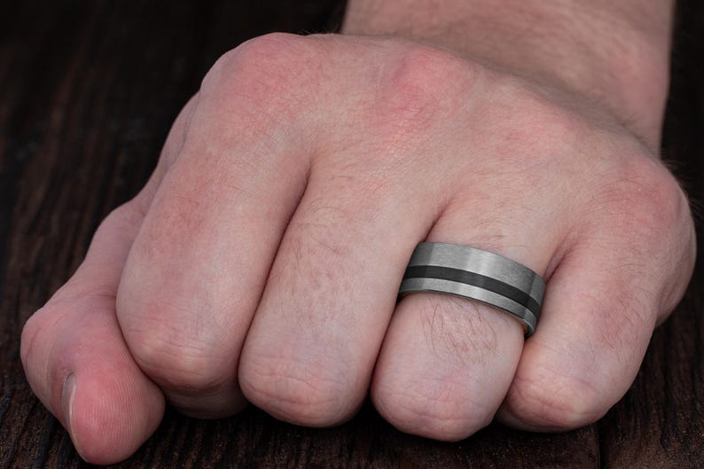 Whisky Barrel Mens Wood Wedding Band Black Tungsten Wood Ring Lined with Whisky Barrel White Oak Mens Wedding Band, Whiskey Wedding Band image 19
