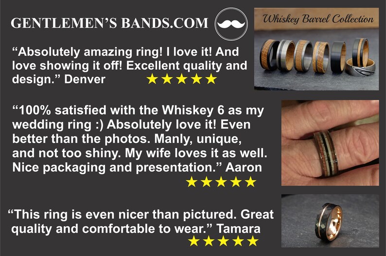 Mens Wood Wedding Band, Mens Unique Ring, Mens Titanium Wedding Band, Titanium Ring Wood Inlay Ring, 8mm Wooden Wedding Rings for Men image 6