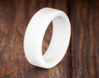 Mens Silicone Wedding Band, White Silicone Ring, Mens Rubber Activity Ring, Mens White Wedding Band, Silicone Ring, White Ring, Rubber Ring