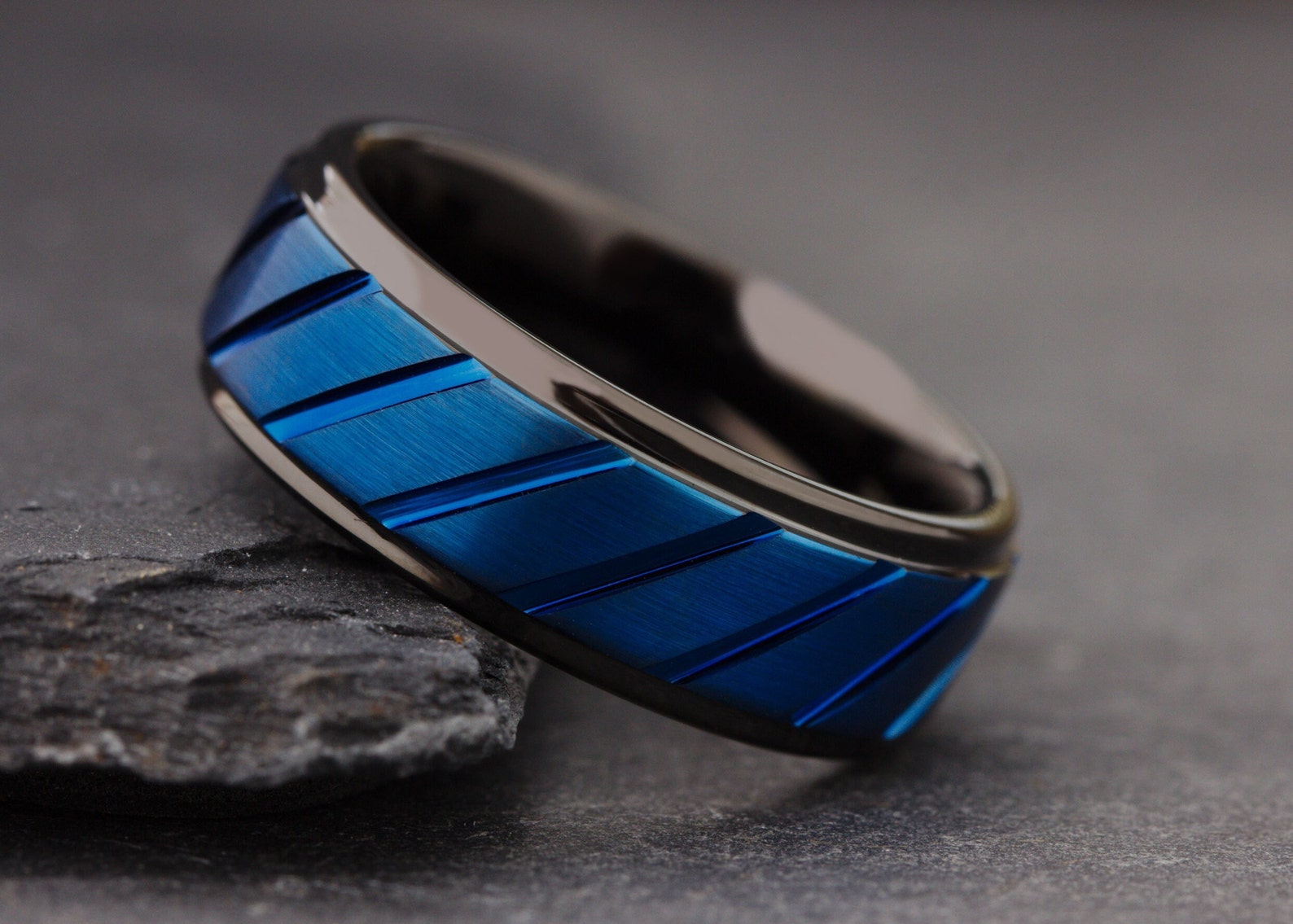 Blue Mens Wedding Band Mens Wedding Band Men Engagement Etsy