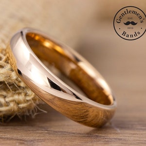 Anel de casamento de ouro rosa masculino, aliança de casamento de tungstênio masculino, anel de tungstênio, anel de ouro rosa masculino, anel de promessa, anel de ouro rosa de 4 mm, noivado