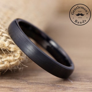 Brushed Black Wedding Band, Men's Black Wedding Ring, Modern Tungsten Wedding Band, Guys Promise Ring, Engagement Ring, Men Anniversary Gift