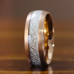 Meteorite Wedding Band, Mens Meteorite Ring, Mens Rose Gold Wedding Ring, Rose Gold Ring, Promise Ring, Engagement Ring, Unique Wedding BAND