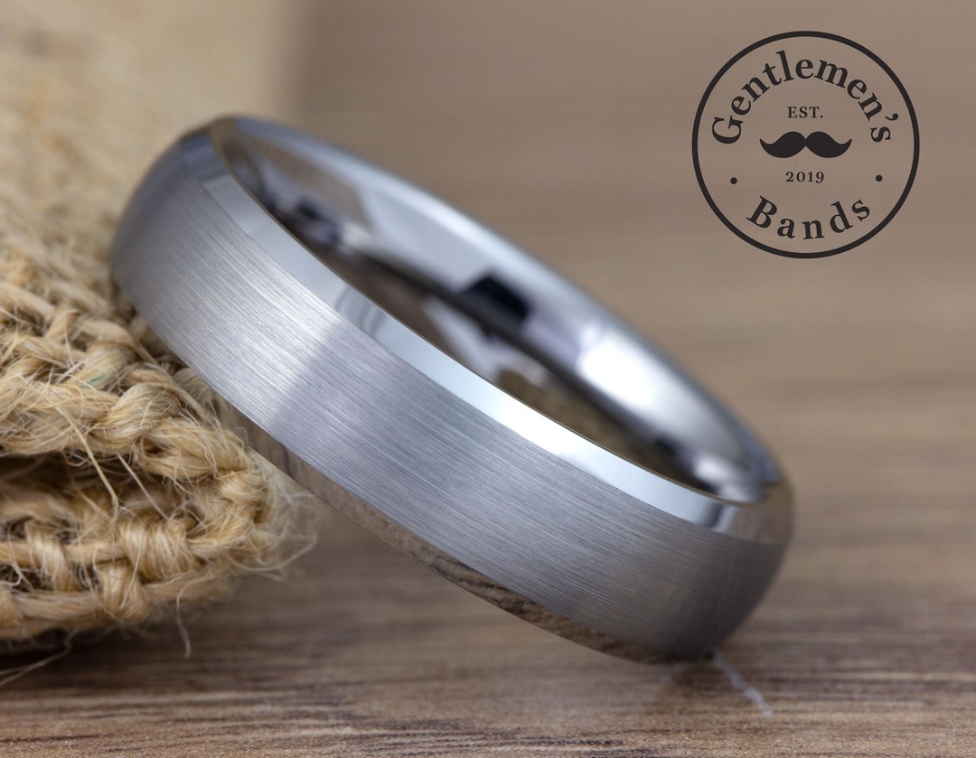 Silver Wedding Band, Mens Wedding Band, Tungsten Ring, Husband ...
