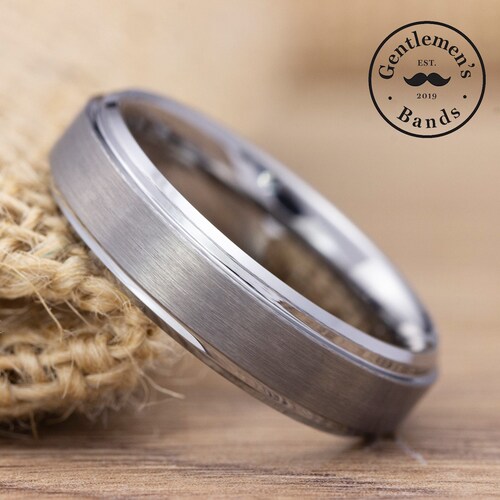 Mens Silver Brushed Wedding Band Mens Silver Wedding Ring Etsy