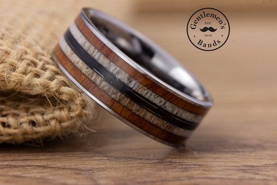 Mens wedding ring made clearance out of deer antler
