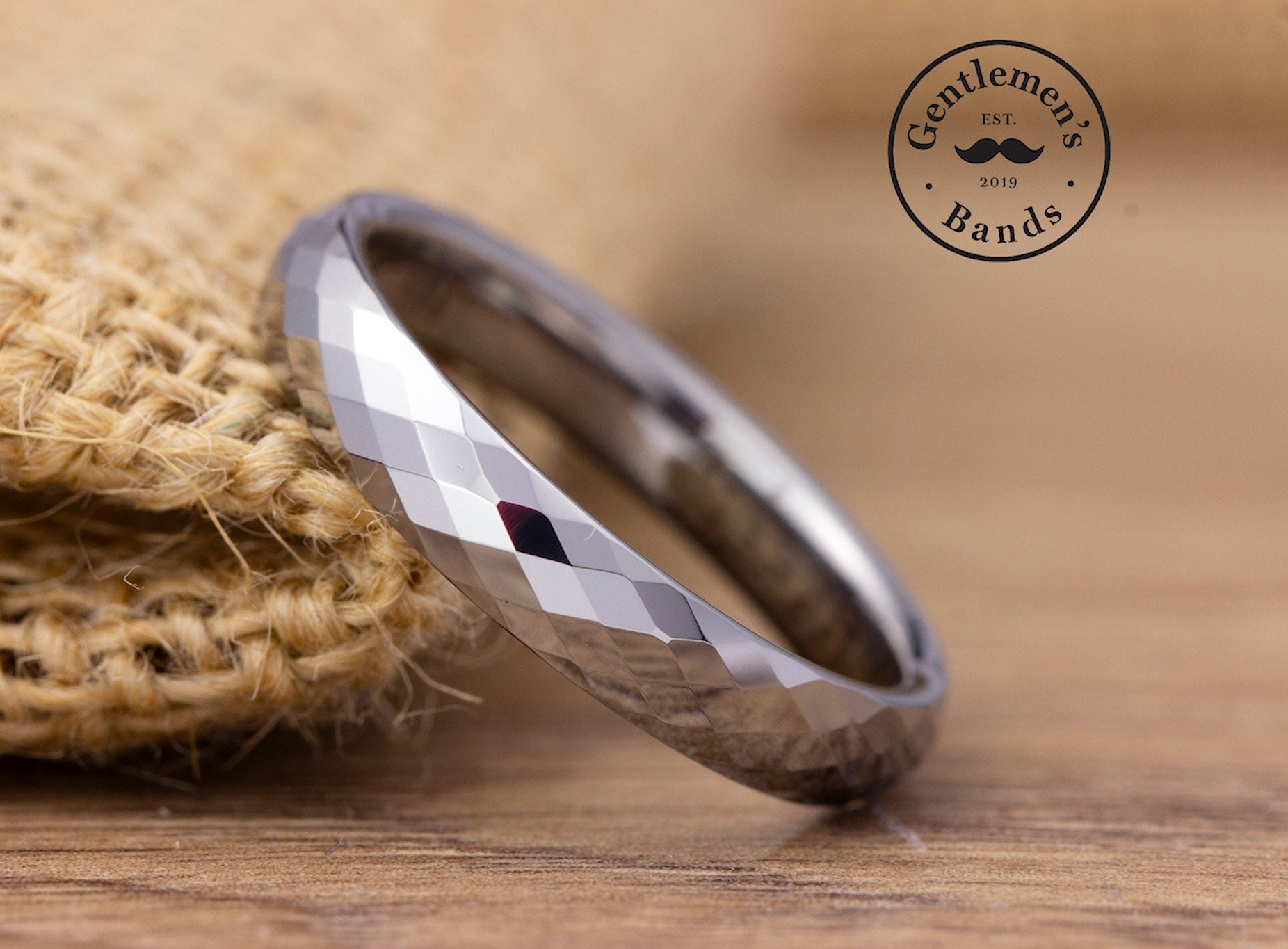 Bushcraft Coltello Anello Nuziale Mimetico Per Uomo In Titanio Argento - Design Foresta/quercia/muschio, Larghezza 8mm O 6mm Anello Quercia Muschio - Foto 8