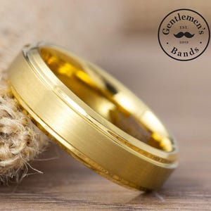 Brushed 6MM Wide Gold Wedding Band Mens, Gold Ring, Womens Gold Ring, Unique Wedding Ring, Guys Promise Ring, Womens thin Gold Ring