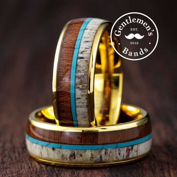 Antler Wedding Band Etsy