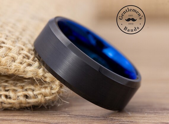 Solid black shop wedding bands