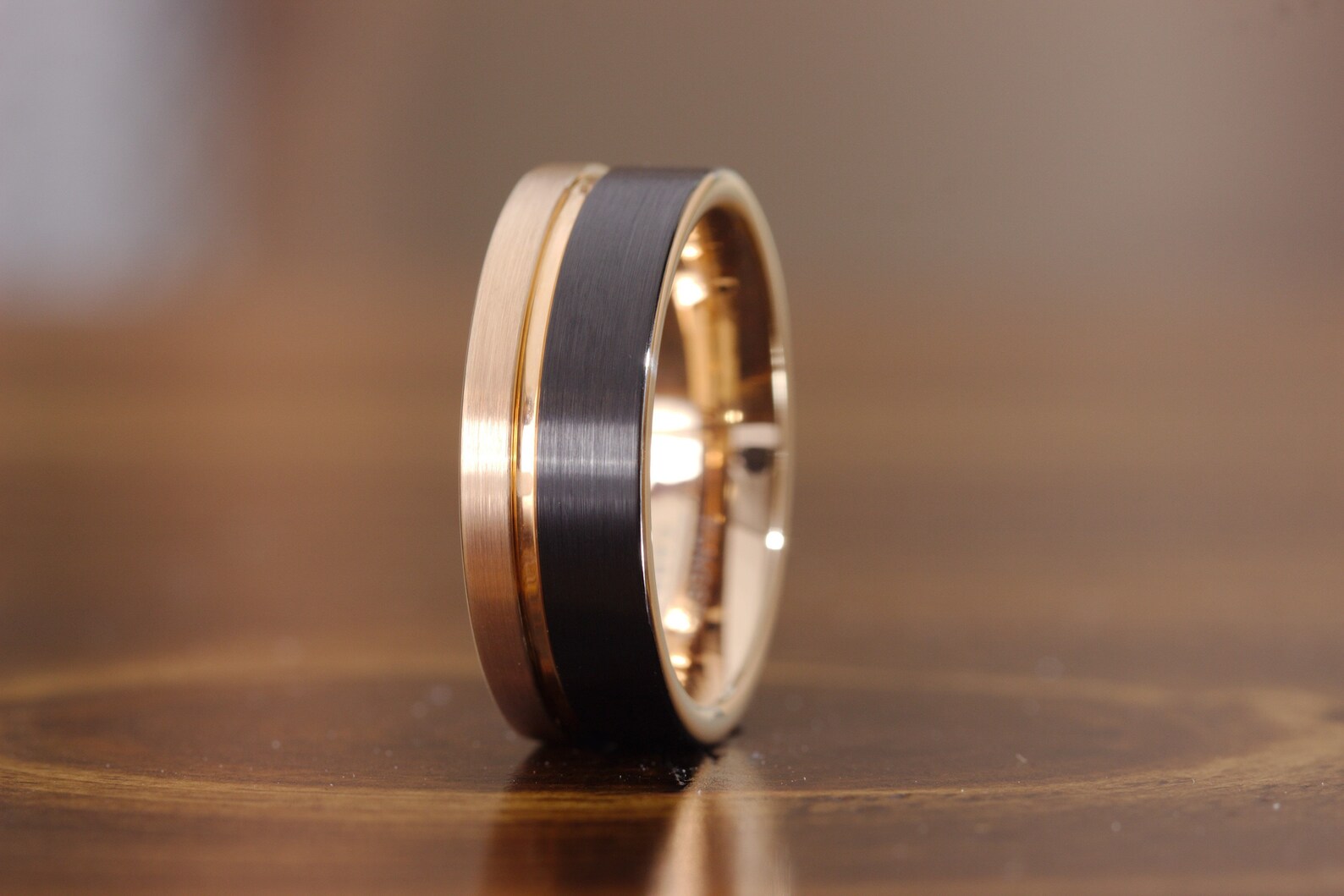 Herren zwei getönte Ehering Herren Wolfram Ehering Rose Gold | Etsy