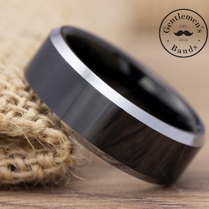 Anillo de bodas negro para hombre, anillo negro para hombre, anillo de bodas de tungsteno para hombre, anillo de bodas negro, anillo de bodas de aniversario para hombre