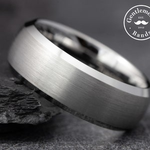 Mens Silver Brushed Wedding Band, Mens Silver Wedding Ring, Mens Brushed Ring, Tungsten Carbide Band, Engagement Ring, Anniversary Ring