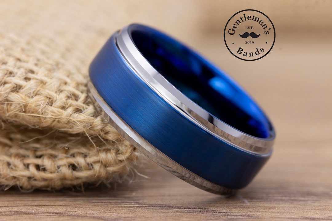 Mens Blue Wedding Band Mens Blue Ring Mens Wedding Band Etsy