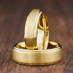 Mens Gold Wedding Band, Gold Wedding Ring, Mens Wedding Band, Mens Gold Ring, Unique Wedding Ring, Mens Tungsten Wedding Ring