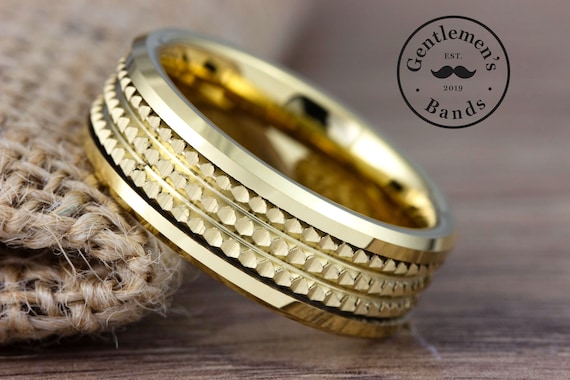 14K Solid Gold Kanagawa Wave Point Mens Wedding Band, Japanese Motifs  Textured 18K Gold Mens Ring, Gold Engagement Men's Gift, Husband Gift - Etsy