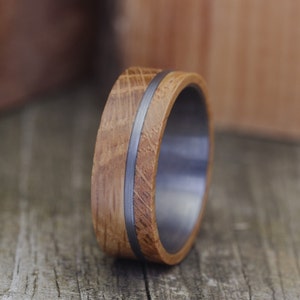 Whiskey Barrel Wedding Ring, Mens Wood Wedding Band, Mens Wedding Band, Mens Promise Ring, Wooden Ring, Husband Anniversary Gift, Engagement image 7