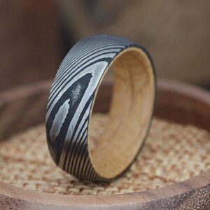 Mens tungsten wedding band with whiskey barrel on Etsy