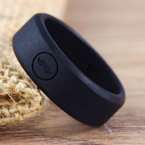 Mens Silicon Wedding Band, Mens Black Silicon Ring, Rubber Ring, Mens Black Wedding Band, Silicon Ring, Black Ring, Rubber Activity Ring image 5