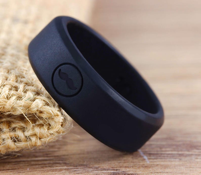 Mens Silicon Wedding Band, Mens Black Silicon Ring, Rubber Ring, Mens Black Wedding Band, Silicon Ring, Black Ring, Rubber Activity Ring image 5