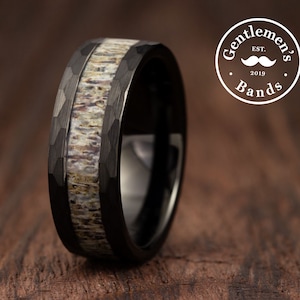 Mens deer antler ring for outdoorsman and mens wedding or engagement on Etsy