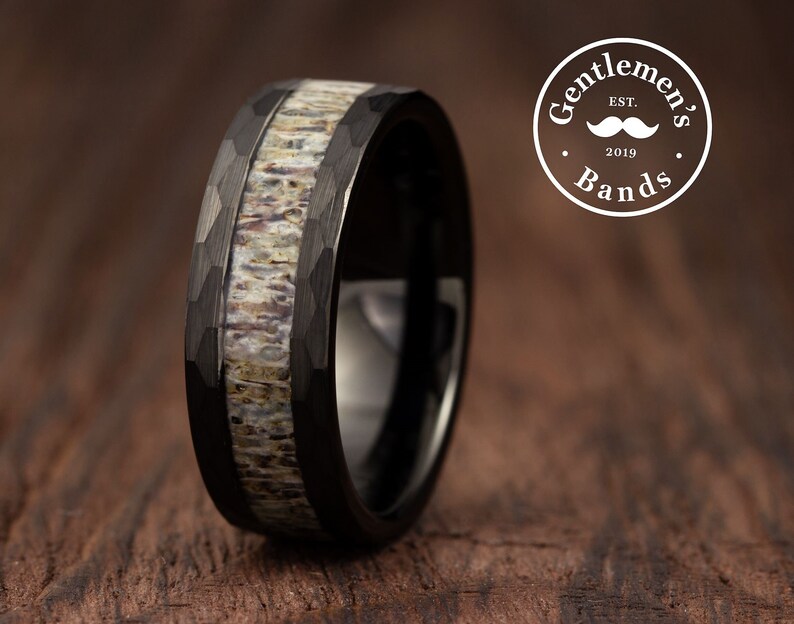 Mens deer antler ring for outdoorsman and mens wedding or engagement on Etsy