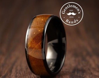 Mens Wood Wedding Band, Men Wood Ring, Boyfriend Ring, Tungsten Carbide, Husband Anniversary Gift, Promise Ring, Concave Ring, Birthday Gift